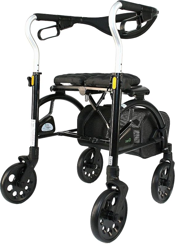 Evolution Xpresso Zero Lightweight Medical Walker Rollator with Seat, Large Wheels, Brakes, Backrest, Basket for Seniors Indoor Outdoor use (Tall)
