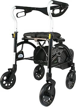 Evolution Xpresso Zero Lightweight Medical Walker Rollator with Seat, Large Wheels, Brakes, Backrest, Basket for Seniors Indoor Outdoor use (Tall)