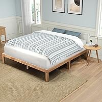 Vista 7 de Marco de cama de madera de goma tamaño Queen con almacenamiento para dormitorio, marco de cama resistente con soporte de listones de madera maciza