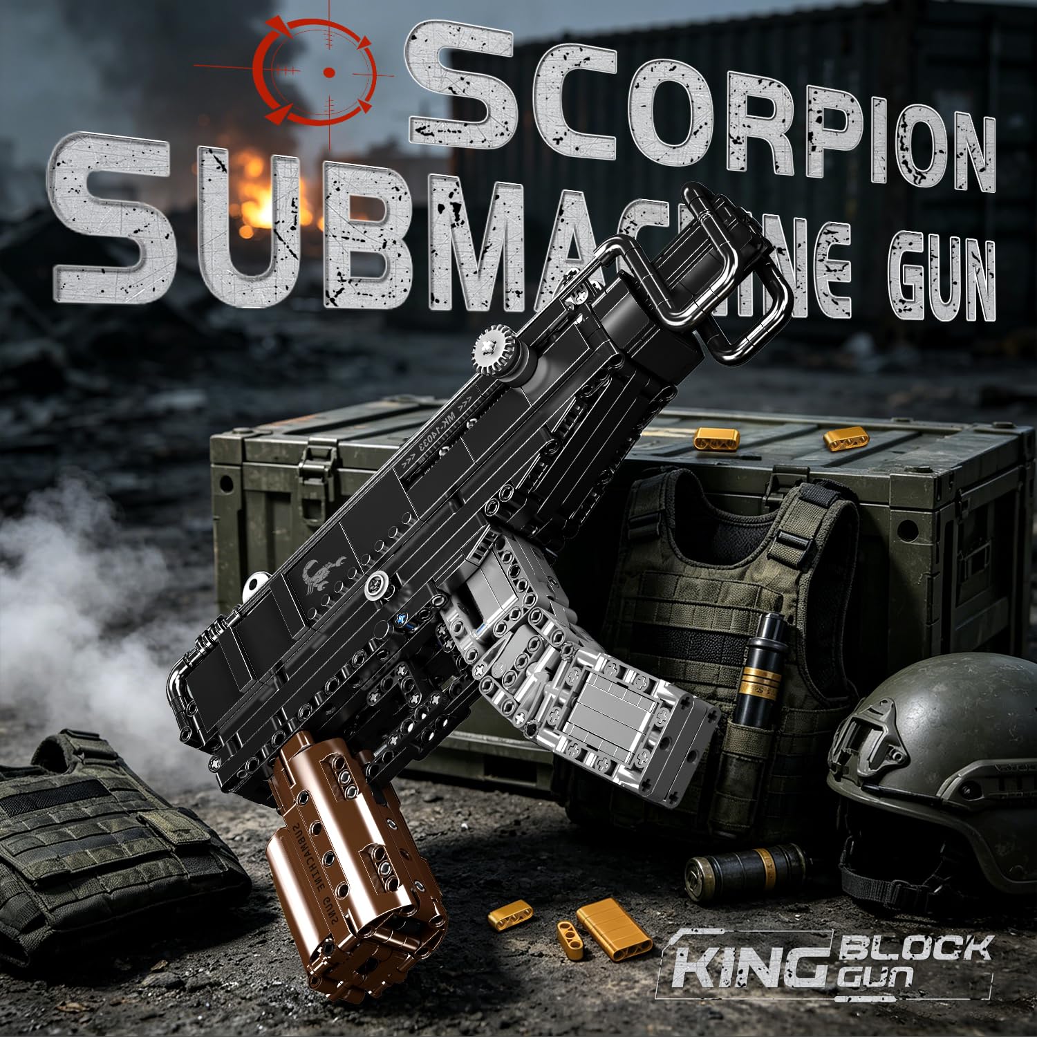 Mould King 14033 Sturmgewehr Waffen Bausteine Spielzeug - 1062 Teile Klemmbausteine Schießwaffe Modell mit Bewegliche Mechanik, Technik Waffen-Gewehr Bausatz Set für Erwachsene und Jugendliche
