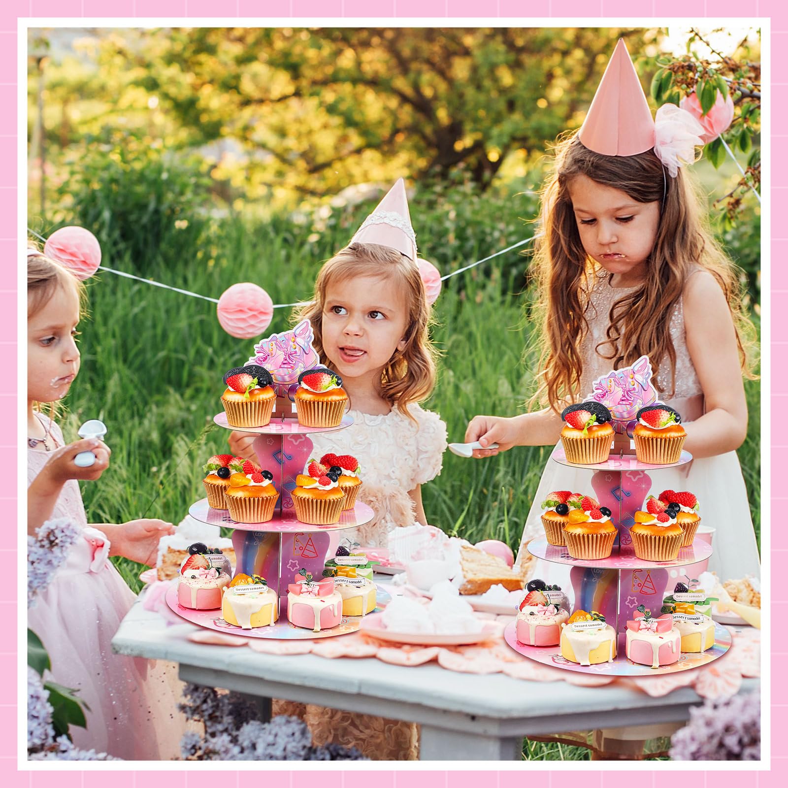 Honeydak 3-Tier Roller Skating Theme Cupcake Stand - Disco 80s 90s Party Dessert Tower Decor