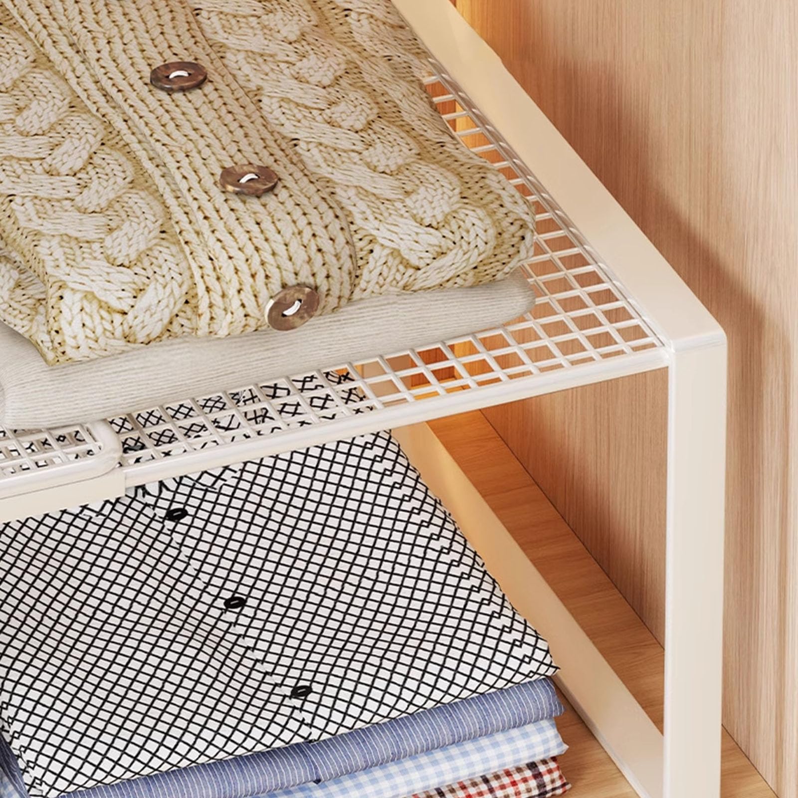 Estantes de armario de metal de montaje rápido, sistemas de almacenamiento de altura ajustable para organización de ropa y accesorios, divisor de estante antideslizante