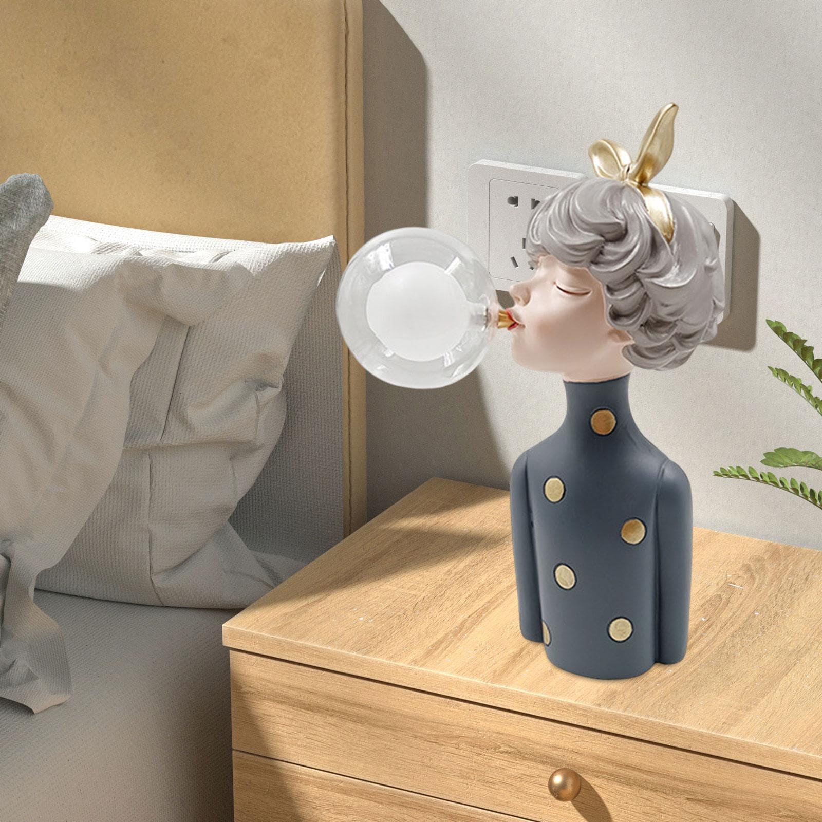 TISHITA Lámpara de Noche Infantil de Resina Luz Decorativa para Burbuja Figura Femenina Lámpara Adecuada para Niños Sala Hogar Rincones, Estilo C