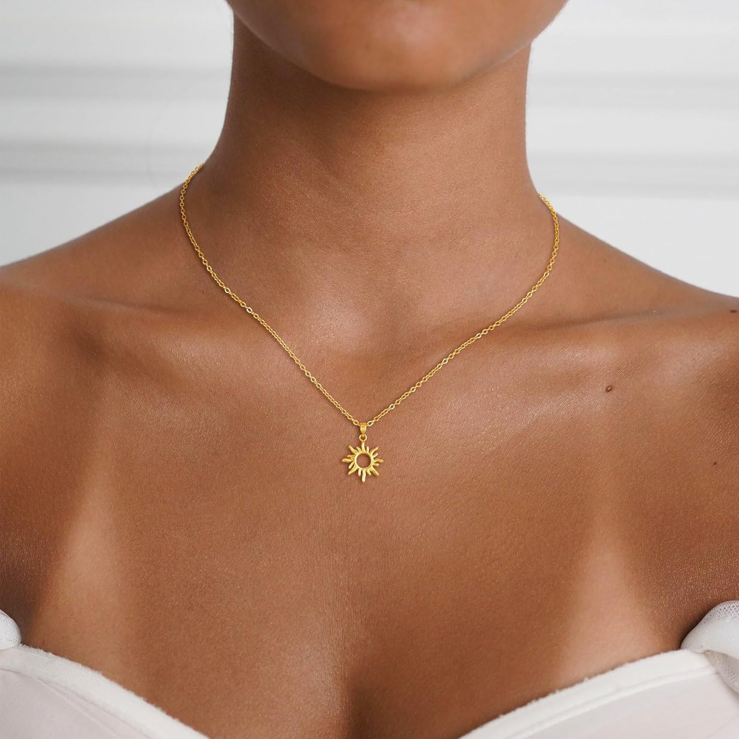 Lariat Necklaces for Women - Dainty Long Necklace Trendy 14K Gold Plated Hypoallergenic Layered Long Y-Shape Sunburst CZ T-Bar Pendant Drop Chain Necklace Set for Women Non Tarinsh Jewelry - Image 2