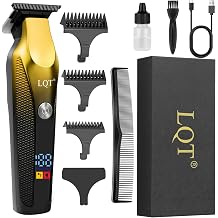 LQT-128 Beard Trimmer for Men Zero Gap Trimmers Cordless Beard and Mustache Trimmer Rechargeable Electric with Led Display and Luxury Gifts Box to Son Husband Father Men Gift Golden