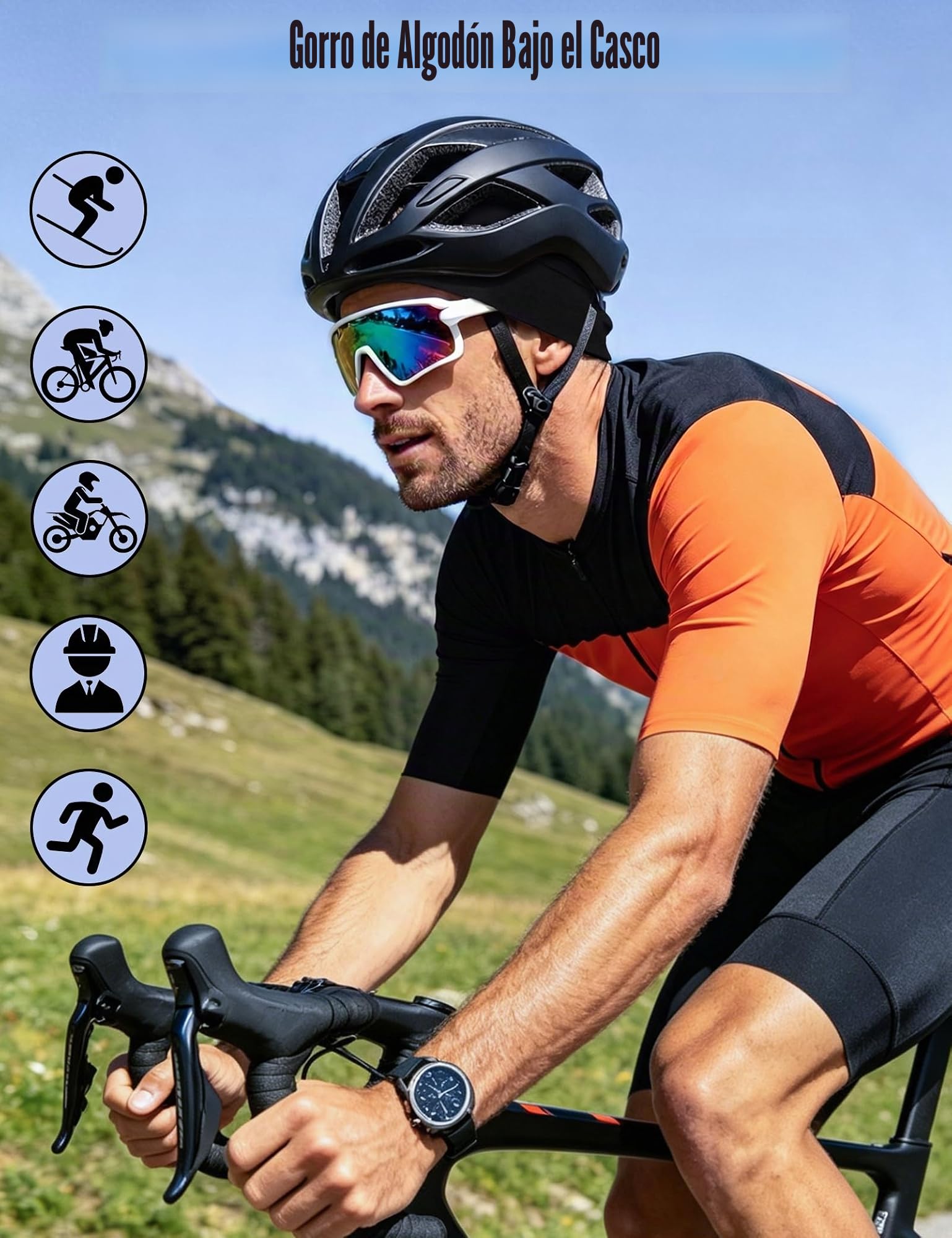 MELLIEX 2 Piezas Gorro para Hombre Mujer, Transpirable Algodón Running Skull Cap Multifuncional Gorro Bajo Casco para Ciclismo Moto
