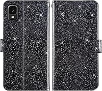 Vista 4 de Asuwish Funda de teléfono para Alcatel TCL 30Z (T602DL)/ TCL 30 LE con protector de pantalla de vidrio templado y cubierta de cartera con purpurina