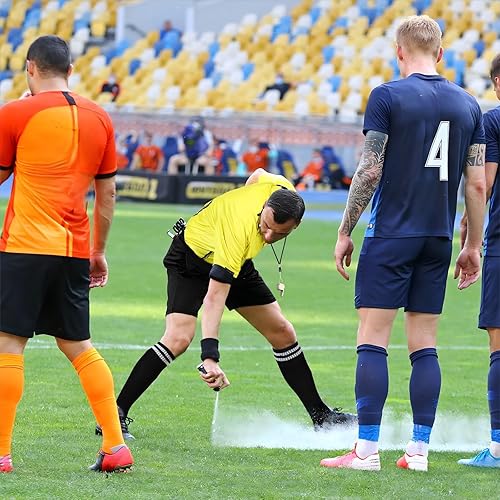 Miniatura 2 de Hicarer Juego de 6 piezas de árbitro de fútbol para hombre, disfraz de árbitro, camiseta de árbitro, banderas, silbato de árbitro, tarjetas de