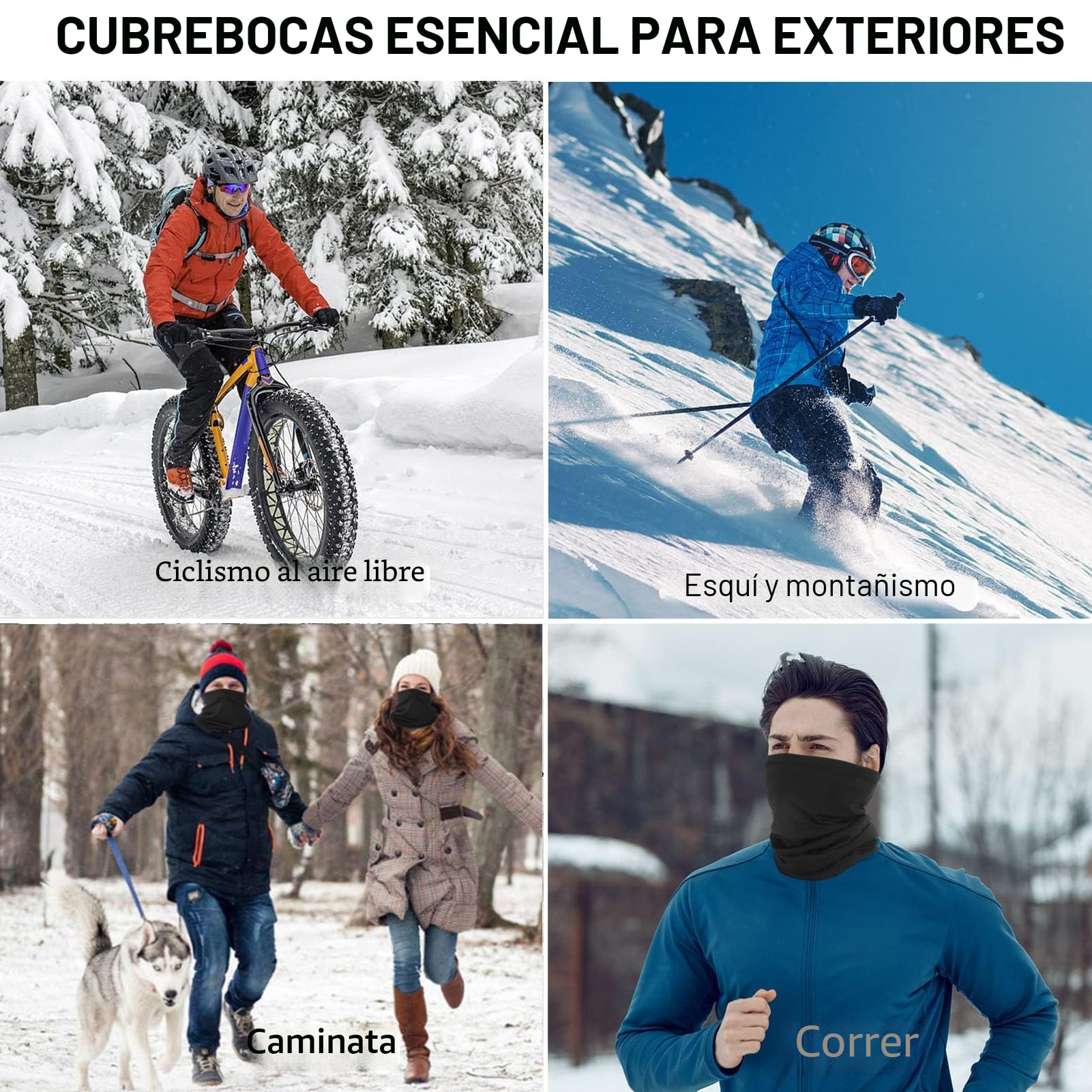 KEYRI 3 Piezas Pañuelo de Hombre Mujer Calentador de Cuello Braga Cuello Moto Mascarilla Multifuncional Deporte Calentador Pasamontañas Máscara de Esquí Ciclismo Senderismo Correr