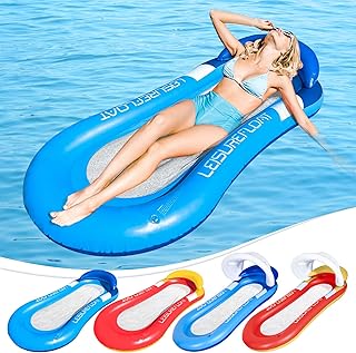 Sfee Pool Floaties for Adults, Pool Lounger with Headrest Stable Relaxing Inflatable Floating Pool Chair Rafts Portable Water Hammock Recliner for Swimming Pool, Beach, Lake for Adults