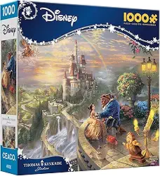 Ceaco - Disney - Thomas Kinkade - A Bela e a Fera se apaixonando - Quebra-cabeça de 1000 peças para adultos - Quebra-cabeça desafiador perfeito para noites de jogos