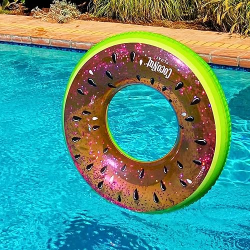 Miniatura 4 de CocoNut Float Flotadores de piscina con purpurina cítrica  Flotadores inflables de anillo  Tubos de descanso duraderos de 3.5 pies y juguetes de