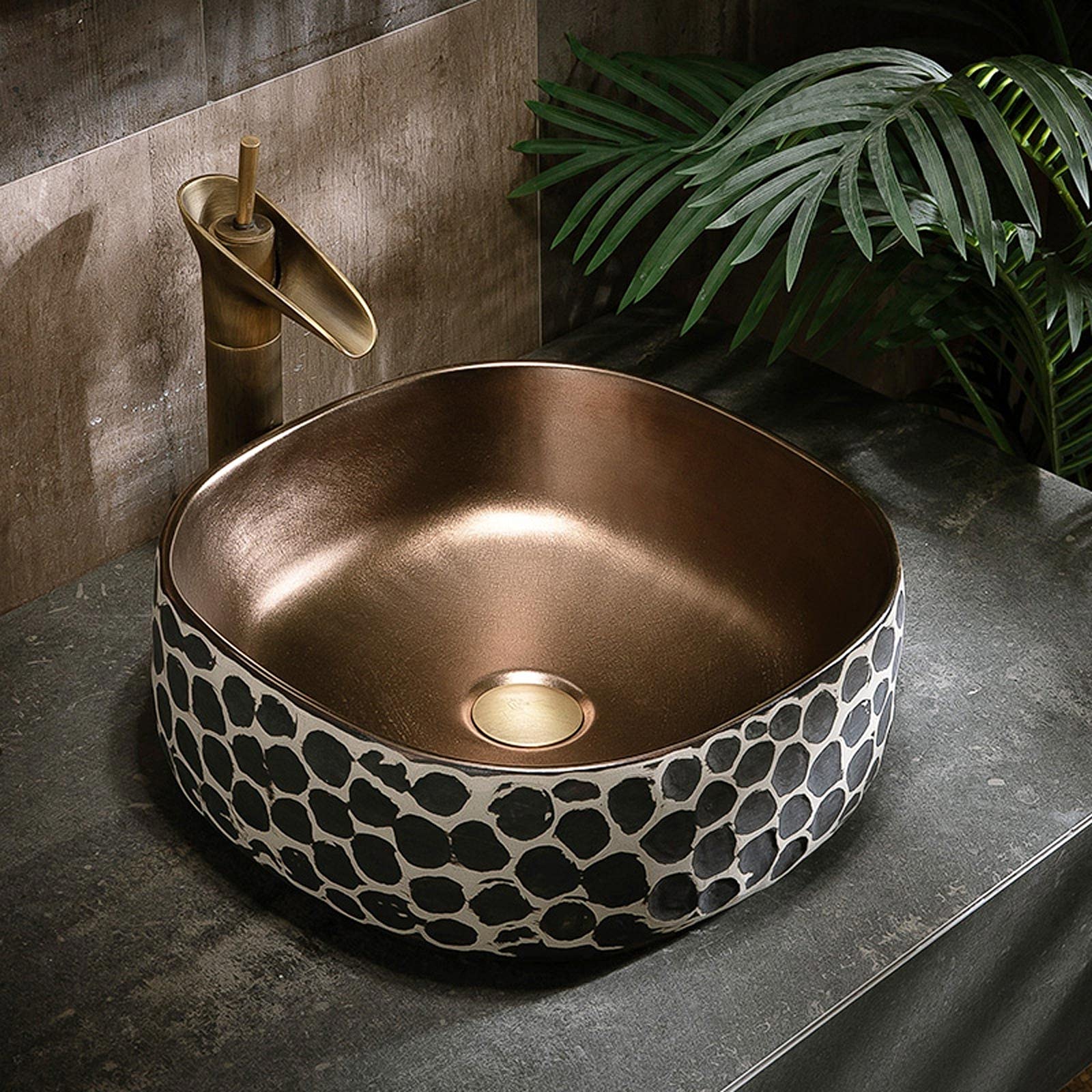 Lavabo De Baño De 16.9 X 5.9 Pulgadas, Lavabo De Cerámica sobre Encimera, Lavabo De Tocador sobre Encimera con Desagüe Integrado para Mueble De Lavabo.,B-One Size