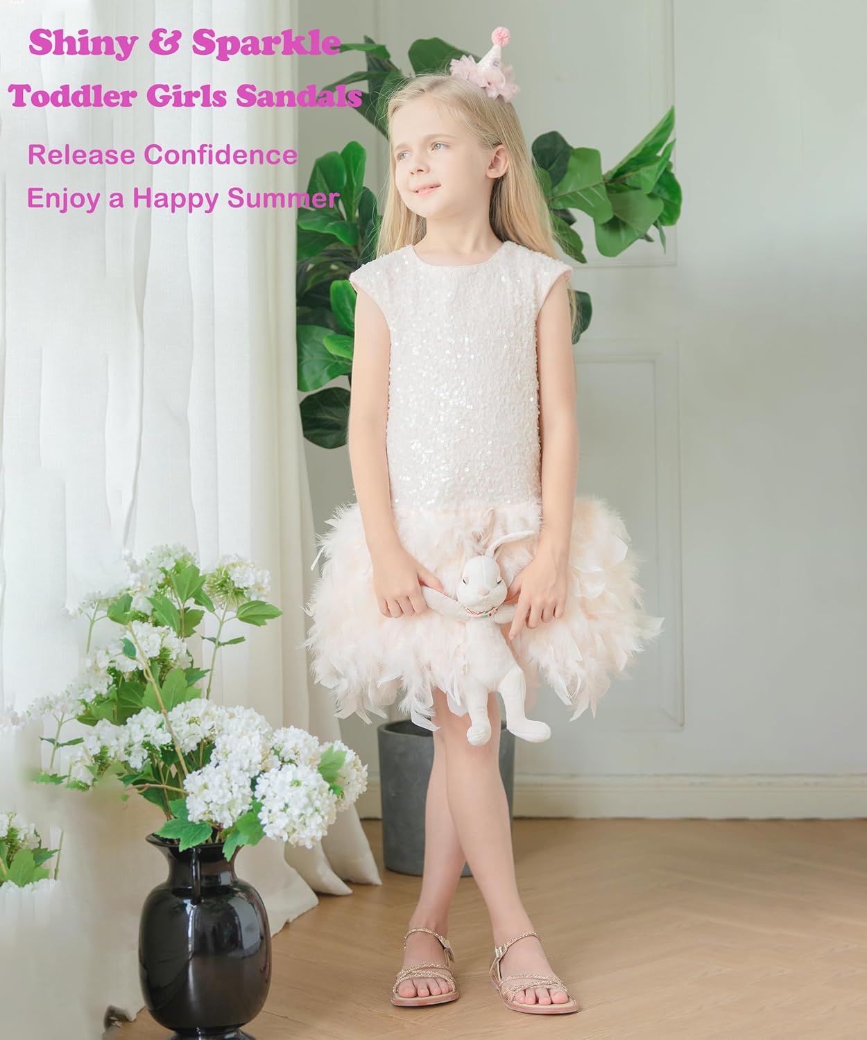 Toddler Flower Girl Sandals - Girl Summer Dress Shoes Toddler Little Kid Wedding Party - Image 4