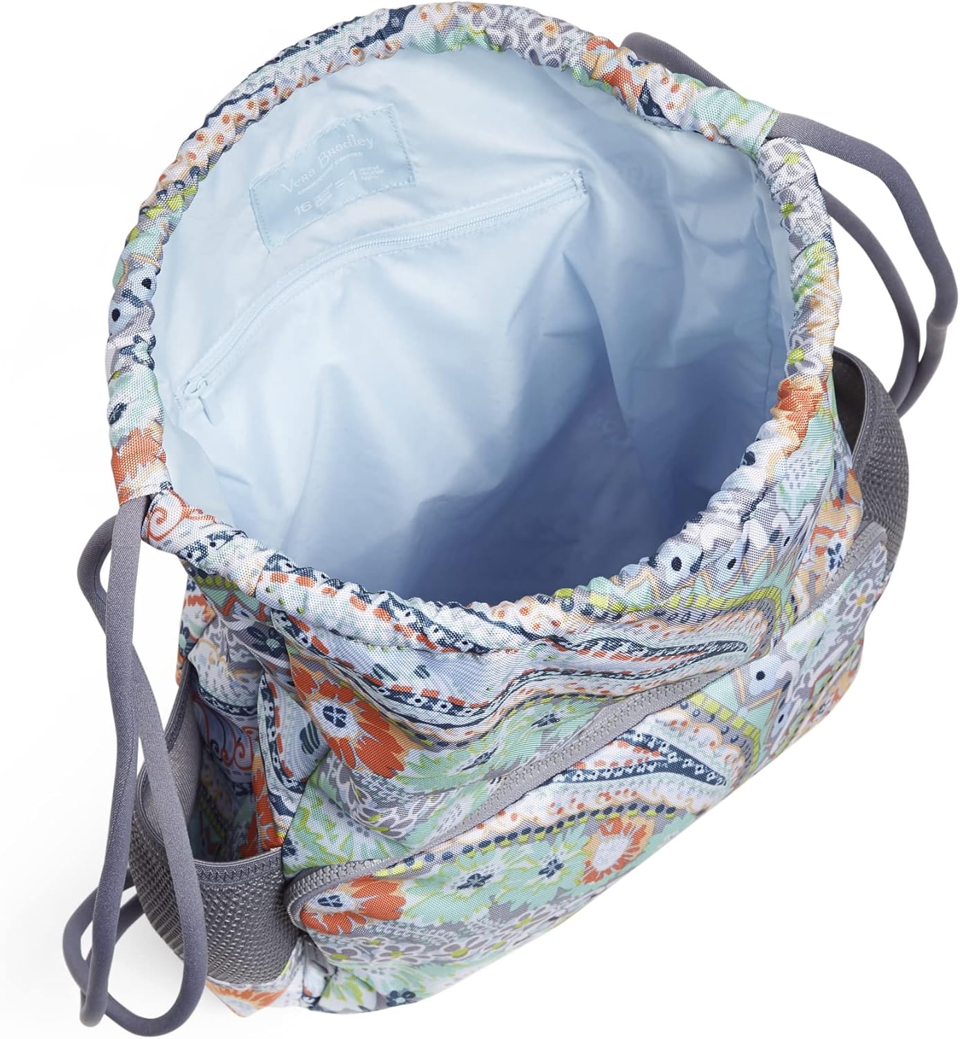 Vera Bradley womens Recycled Lighten Up Reactive Deluxe Drawstring Backsack Backpack Bookbag, Citrus Paisley, One Size US : Everything Else