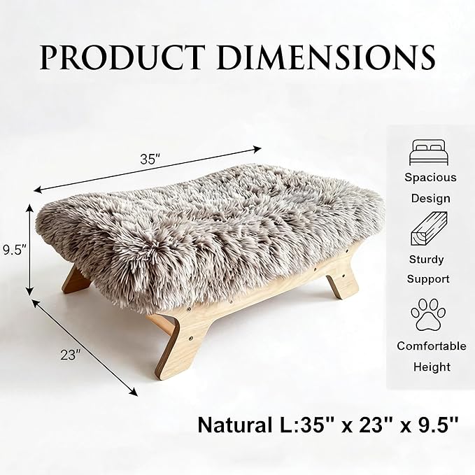 Cama Elevada para Perro Grande 95x72cm con Base de Madera miniatura 2