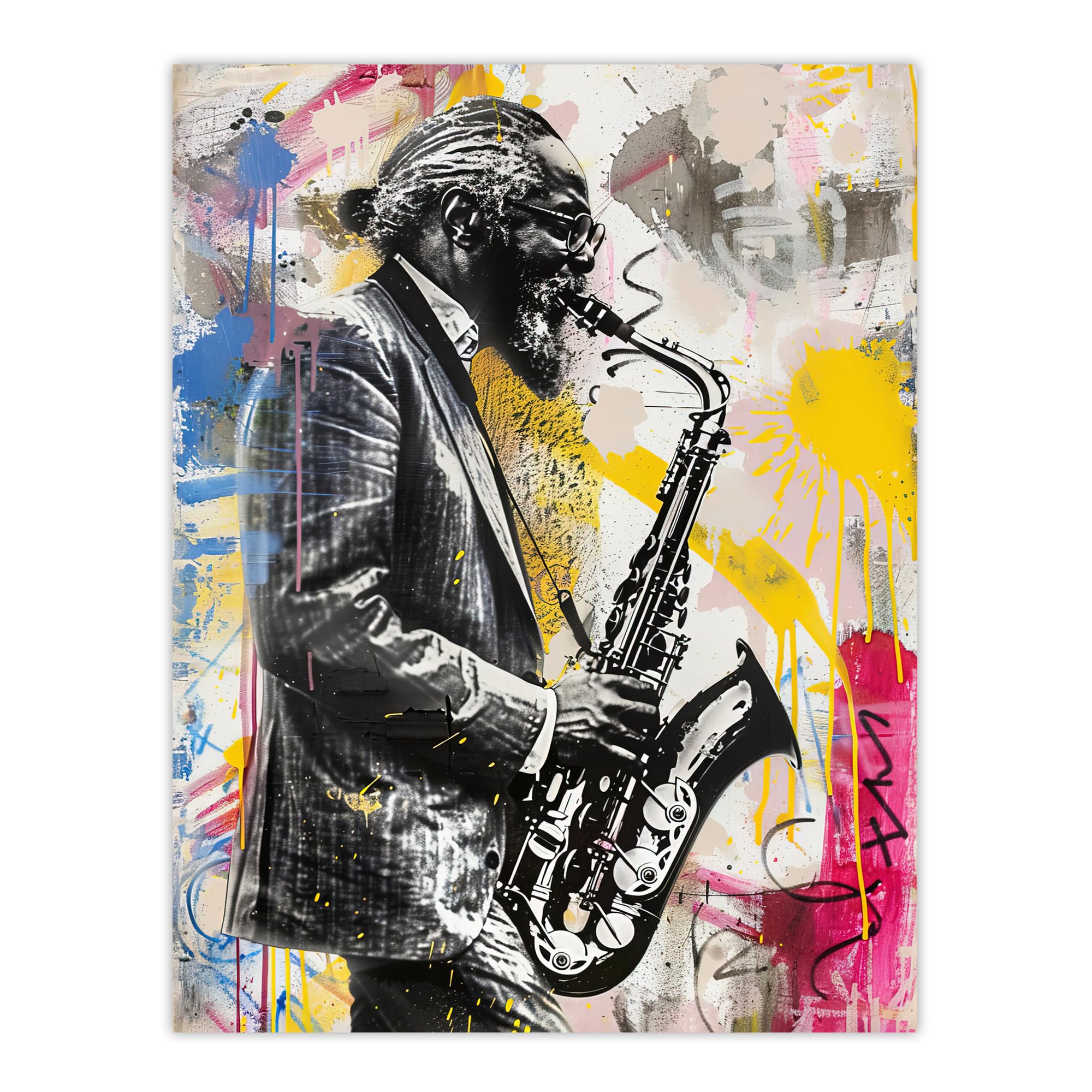Artery8 Old Saxophone Player Portrait Street Art Graffiti Living Room Extra Large XL Wall Art Poster Print