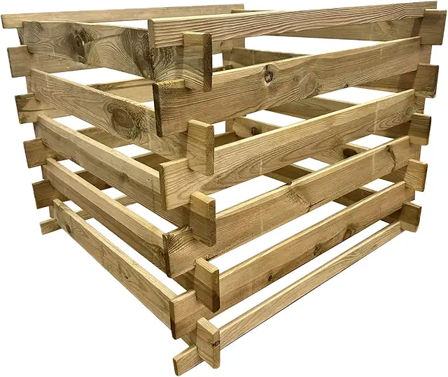 Compostador de Madera para Compostaje Ecológico 90x90x70 cm