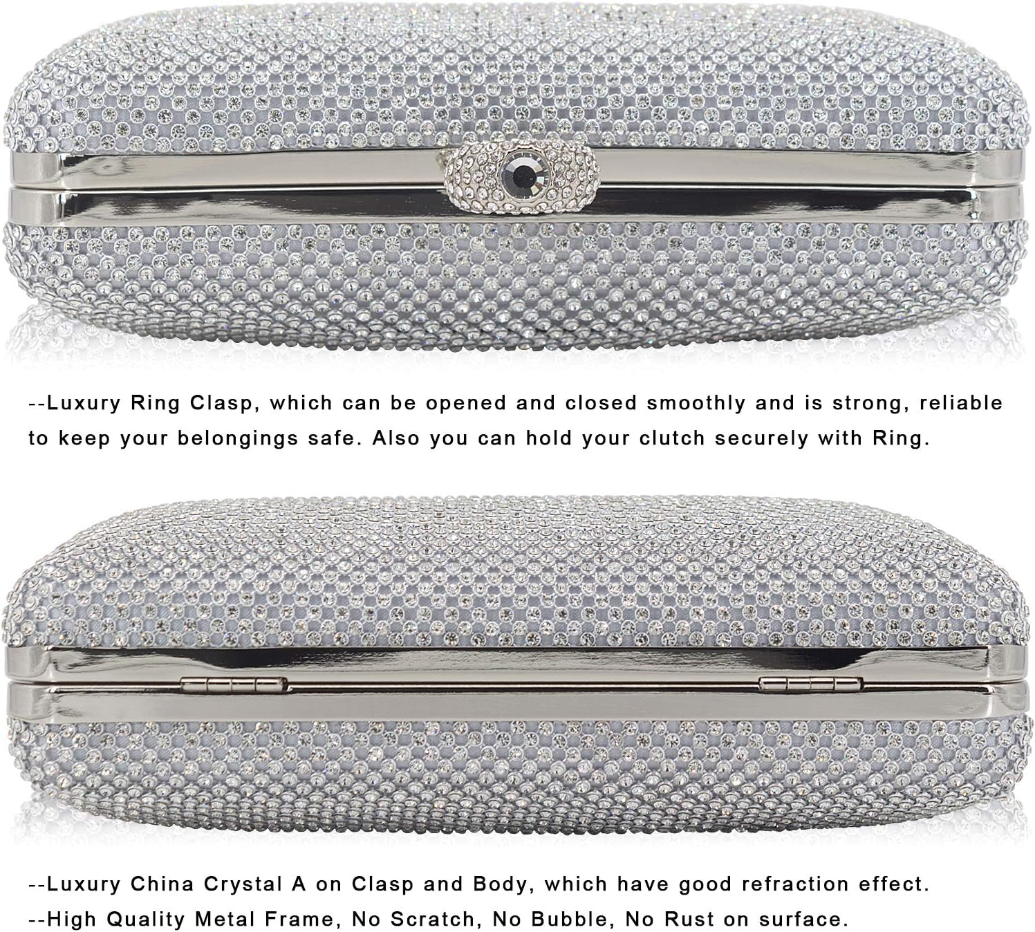 Dexmay Rhinestone Clutch Purse with Crystal Clasp Evening Handbag for Bridal Wedding Party - Image 3