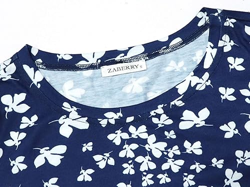 Miniatura 4 de Zaberry - Vestidos largos, de manga corta, con cuello redondo, estilo informal, de verano, holgado y con bolsillos para mujer