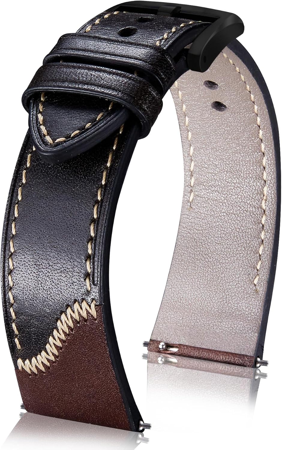 BINLUN Leather Watch Bands 20mm 21mm 22mm 24mm Quick Release Handmade Calfskin Watch Strap Vintage Contrast Color Patchwork Design Replacement Watchbands for Men Women