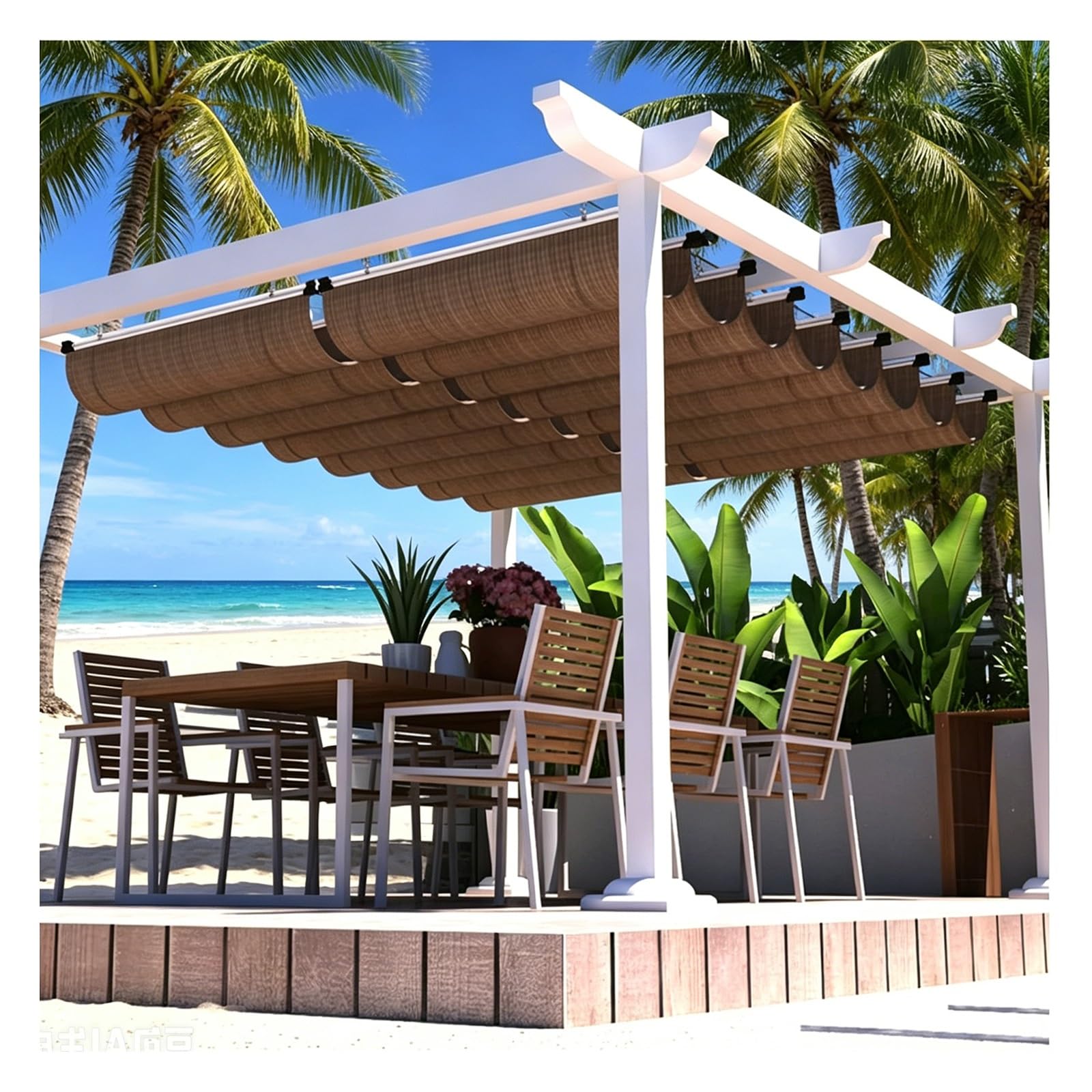Voile d'ombrage à vague haute densité en tissu HDPE pour terrasse