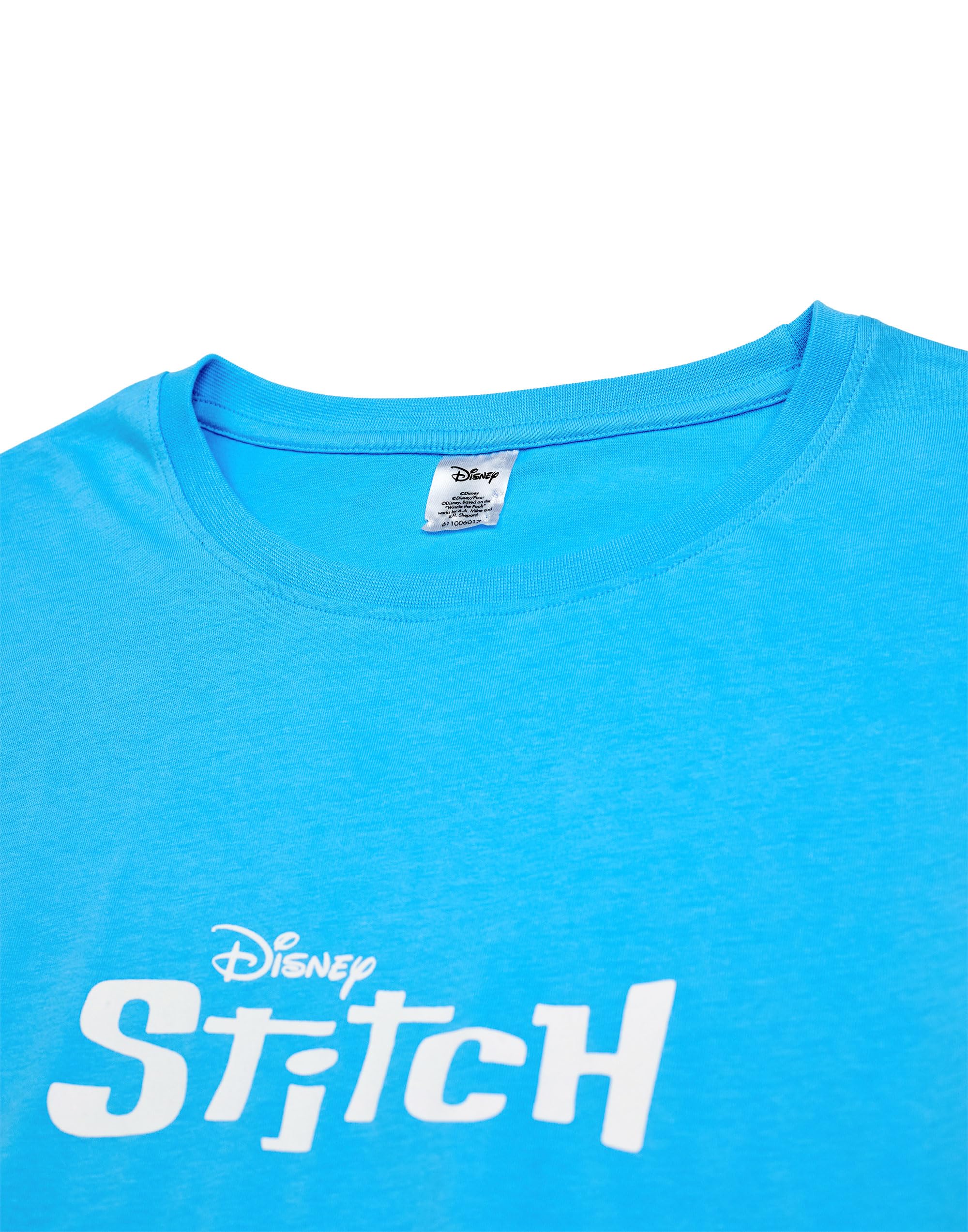Disney Lilo & Stitch damska piżama zestaw | dorośli ścieg graficzny top z krótkim rękawem i długie nogawki spodnie piżamowe w kolorze niebieskim | damska postać na całej powierzchni bielizna nocna |