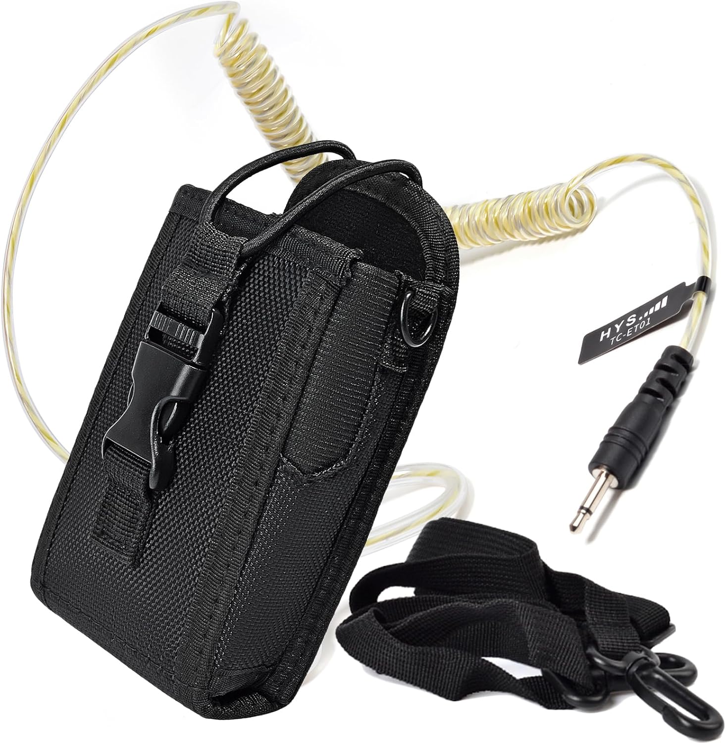 HYS Nylon Case with Belt Loop & D-Ring/Black Carrying Strap for MOTOROLA GP328 PRO5150 with Balanced Armature Driver Dynamic Drivers & 2.5mm Earpiece
