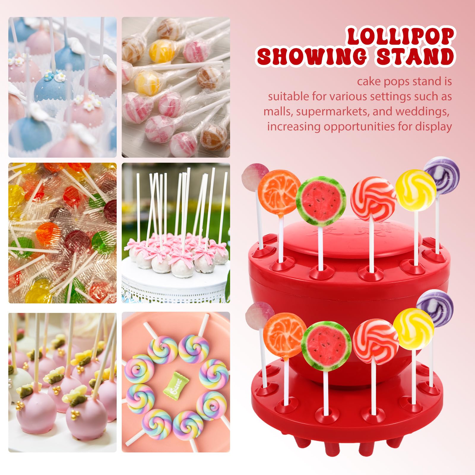 Lutscherdarsteller aus Kunststoff mit Großer Kapazität und Einzigartigem Design für Partys und Neujahrsfeiern Vielseitiger Lollipop Halter Ständer in Rot