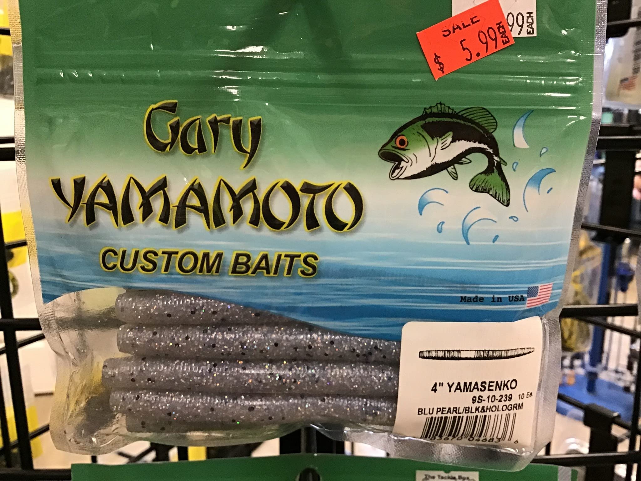 Gary Yamamoto 4" SENKO BLUE PEARL W/BLACK & HOLOGRAM FLAKE (10 PACK)
