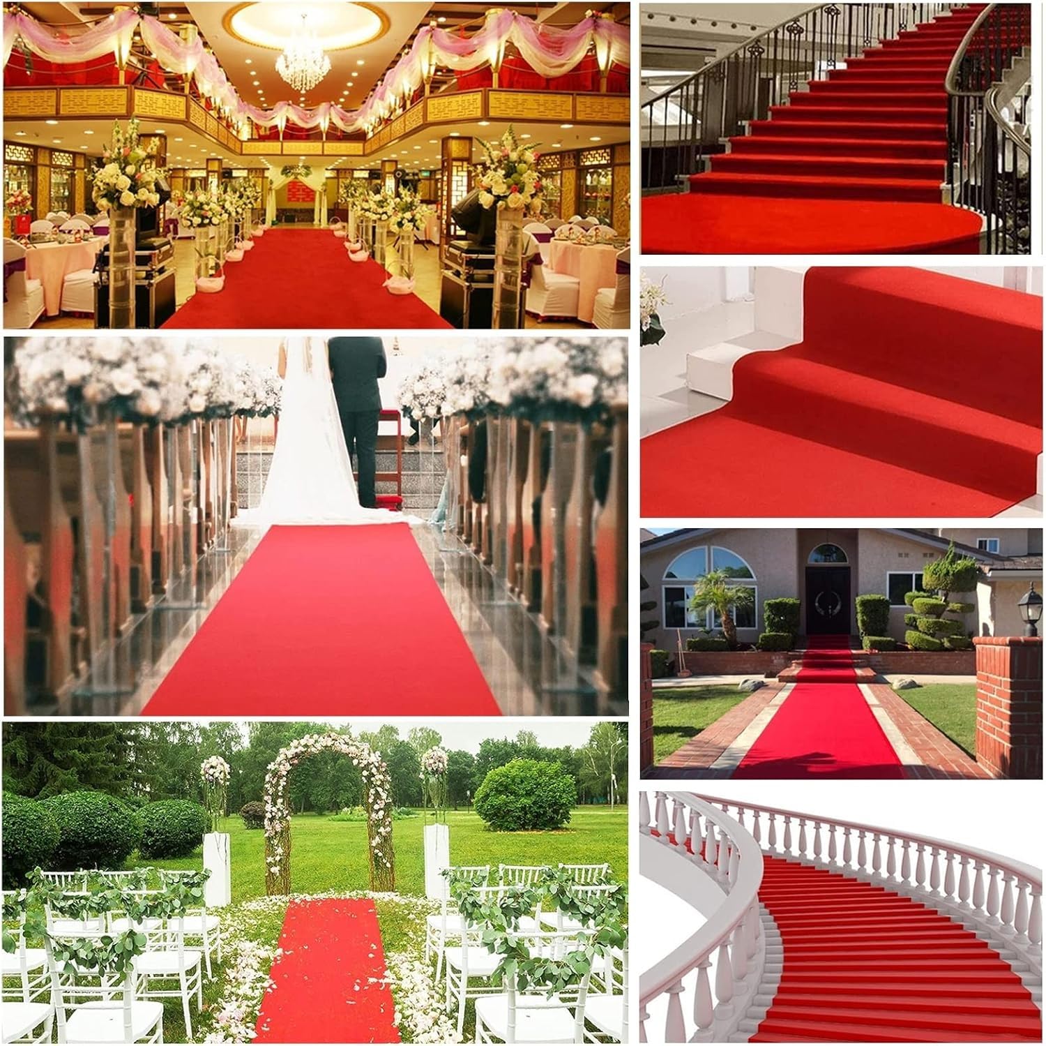 Roter Hochzeitsläufer Teppich Party Deko rutschfest Gangläufer | Weicher wiederverwendbar pflegeleicht Perfekt für Hochzeit Geburtstag Empfang & Flur(1.2x30m)
