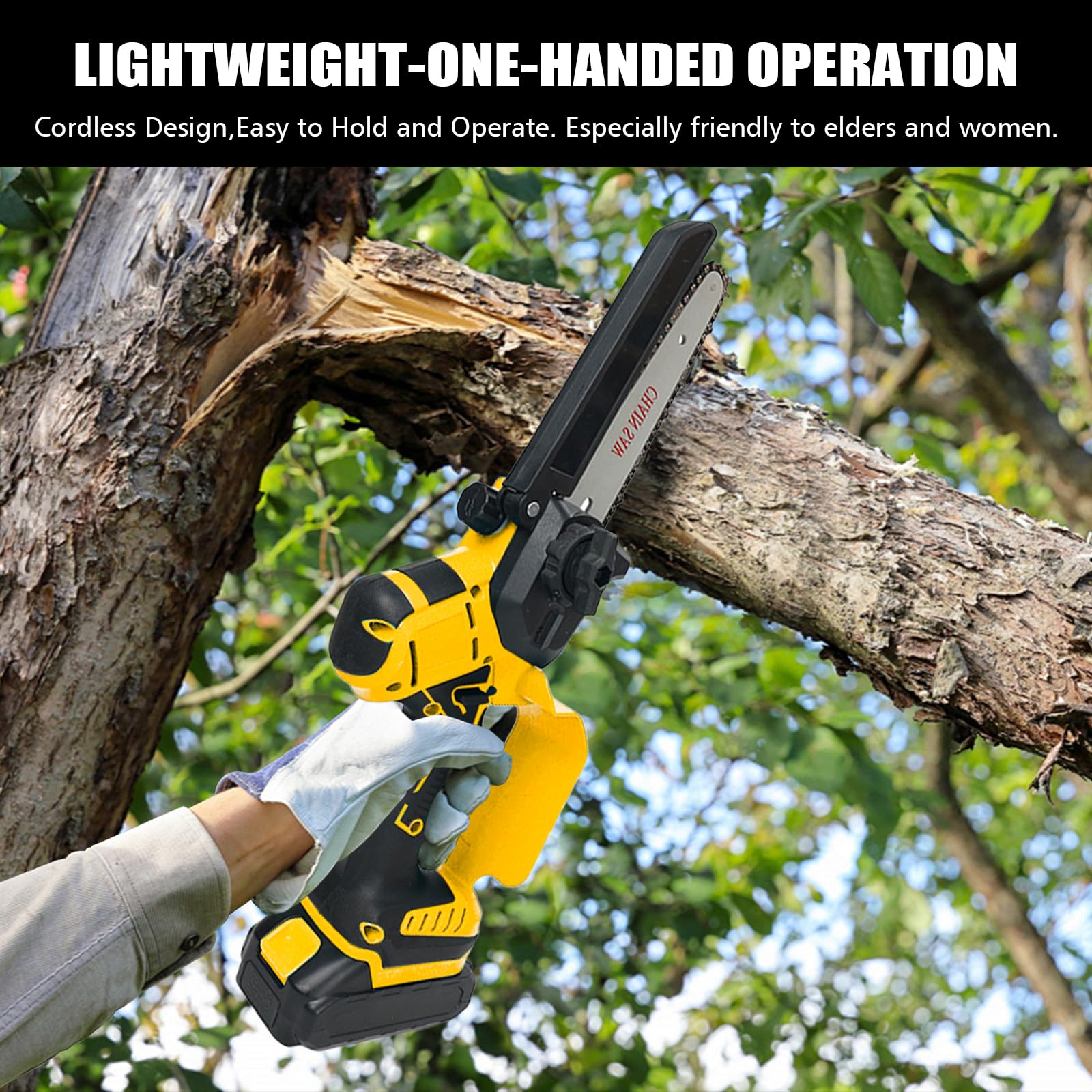 Compatibel DeWalt 18V Mini Kettingzaag Draadloos - 8 & 6 Geleidingsplaten - Compatibel Met DeWalt 18V/20V Batterijen - Incl. Kettingen & Accessoires Kleine Elektrische Zaag Met Automatische Oliër