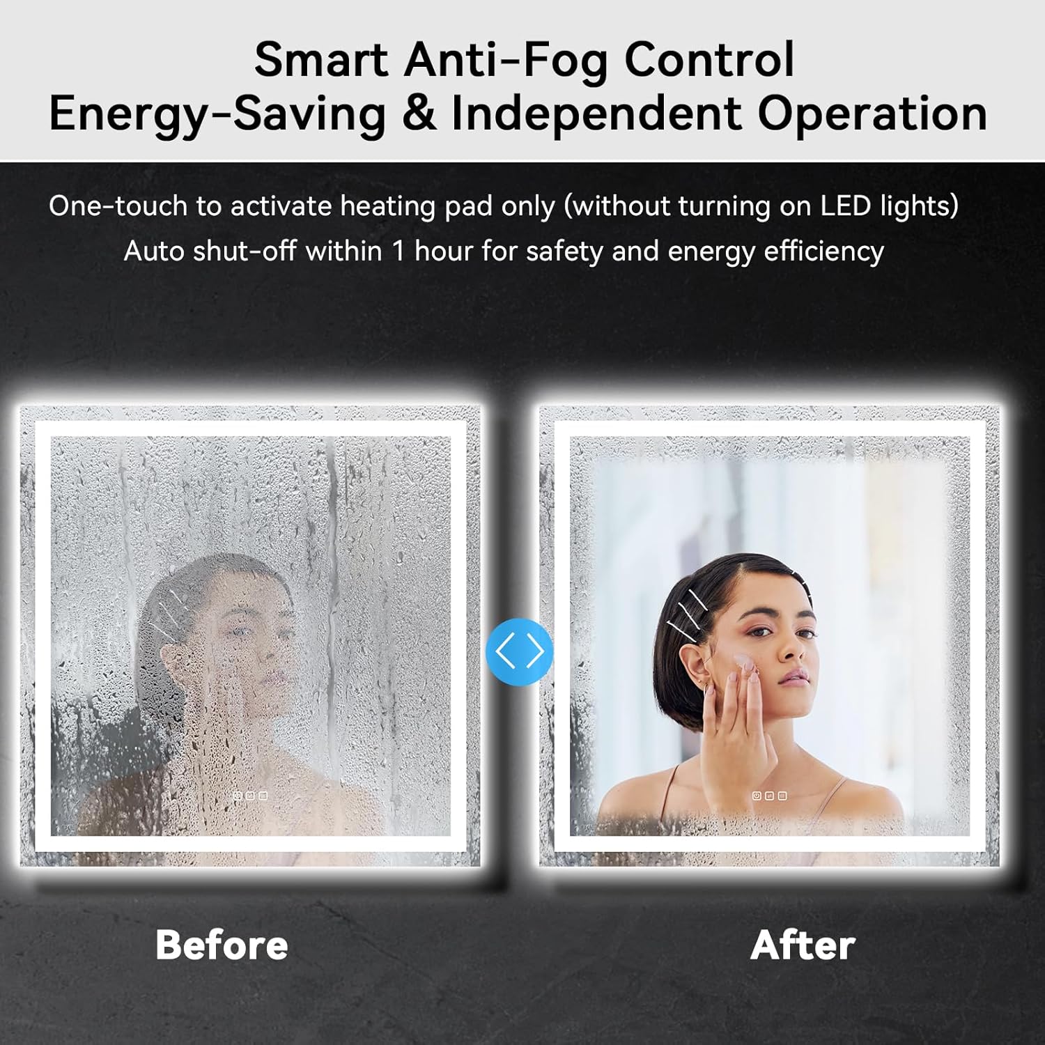 HIGHMIR 36"x36" LED Bathroom Mirror, Wall Mounted, Front and Backlit, Anti-Fog, Dimmable, 3 Color Lighting, Shatterproof Tempered Glass, Memory Function, Lighted Vanity Mirror (UL & ETL Listed)