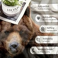 Vista 3 de Brown Animal Bear Pattern Flannel Fleece Throw Blankets 40"X50" Soft Cozy Print Throw, Fluffy Winter Fall Blanket Plush Home Decor for Couch Bed
