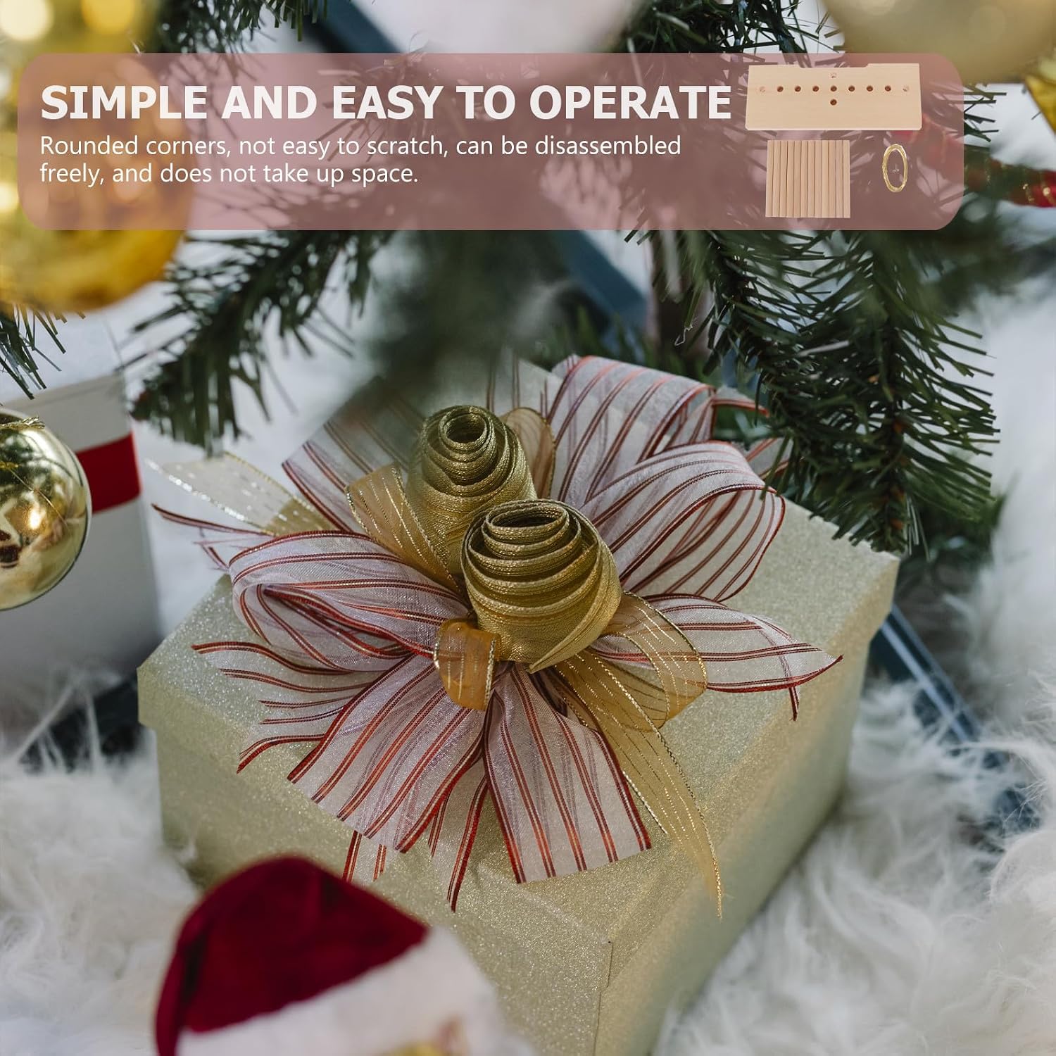 Wooden Bow Making Tool for Wreaths, Classic Rounded Corners