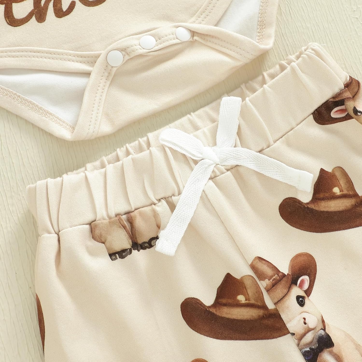 New to the Herd Baby Boy Outfit Cow Print Romper Retro Jogger Pants Hat Cute Western Newborn Going Home Announcement - Image 6