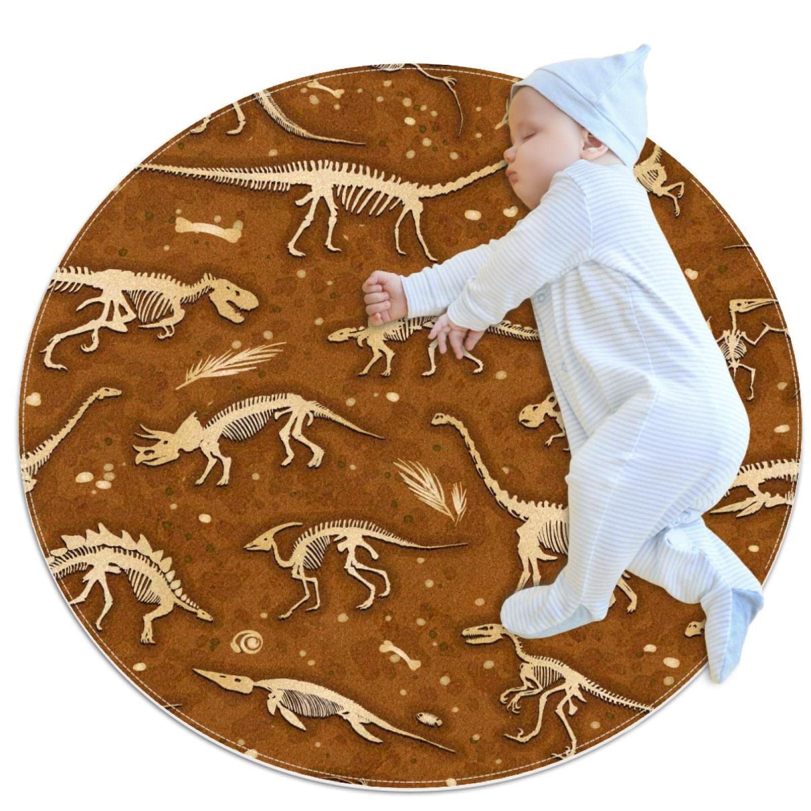 Tapis salle de bain marron rond 1m, tapis de douche antidérapant et tapis chambre enfant