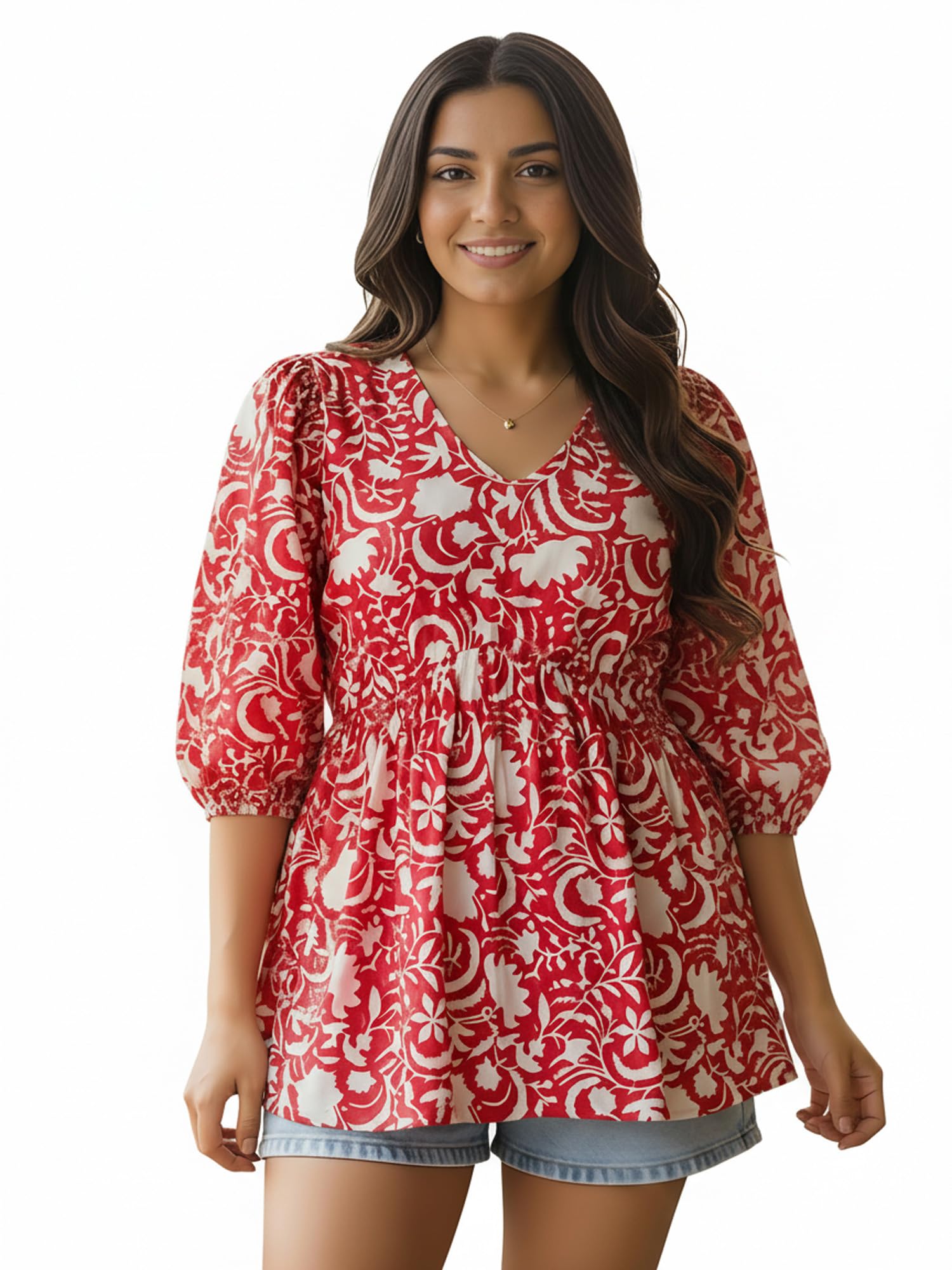 navyankaa Casual Rayon V-Neck Full Sleeves Stylish Peplum Top for Women(28" Inches)-picture-25