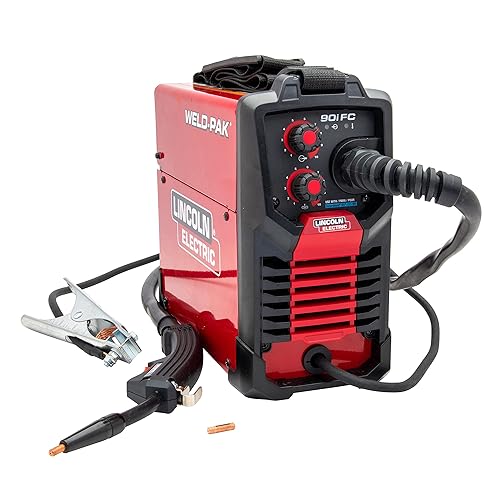Soldadora Lincoln Electric 90i FC Flux Core con alimentación de alambre Weld-Pak, máquina de soldar de 120 V, portátil con correa para el hombro, funda protectora de metal, ideal para trabajos pequeños, K5255-1