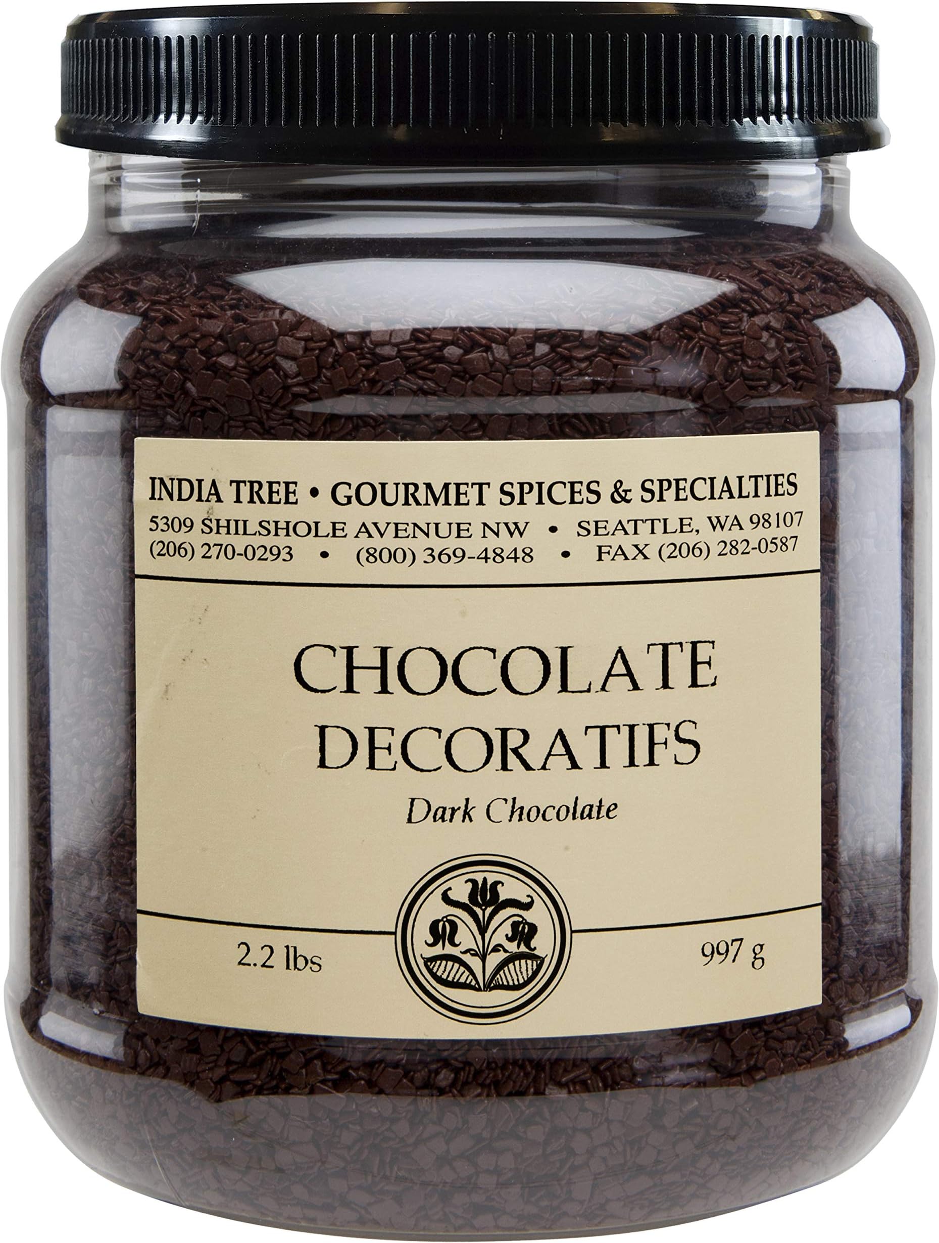 India Tree Dark Chocolate Decoratifs, Canister, 2.2 Pound