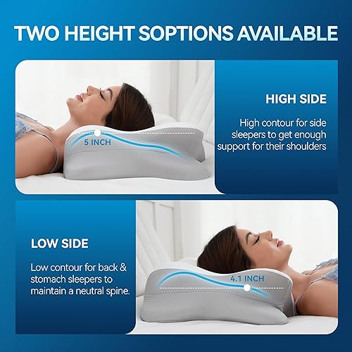 Miniatura 3 de Almohada cervical para el cuello para aliviar el dolor, almohadas ergonómicas de espuma viscoelástica para dormir con funda de almohada