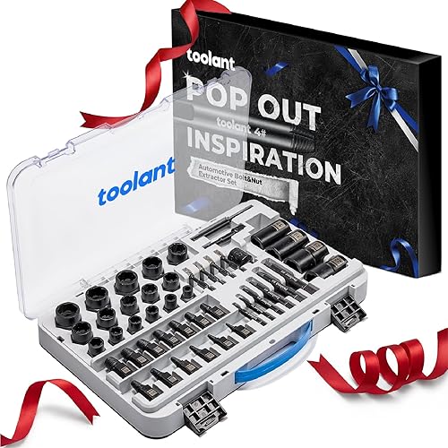 Miniatura 12 de toolant Kit extractor de pernos de impacto de 46 piezas, kit de herramientas de llave para quitar pernos y tuercas, extractor de pernos despojados