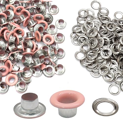 Miniatura 45 de Litoexpe Ojales de 1/8 de pulgada (3mm) de diámetro interior, kit de 200 piezas de ojales de metal con respaldo automático para agujeros para Latón