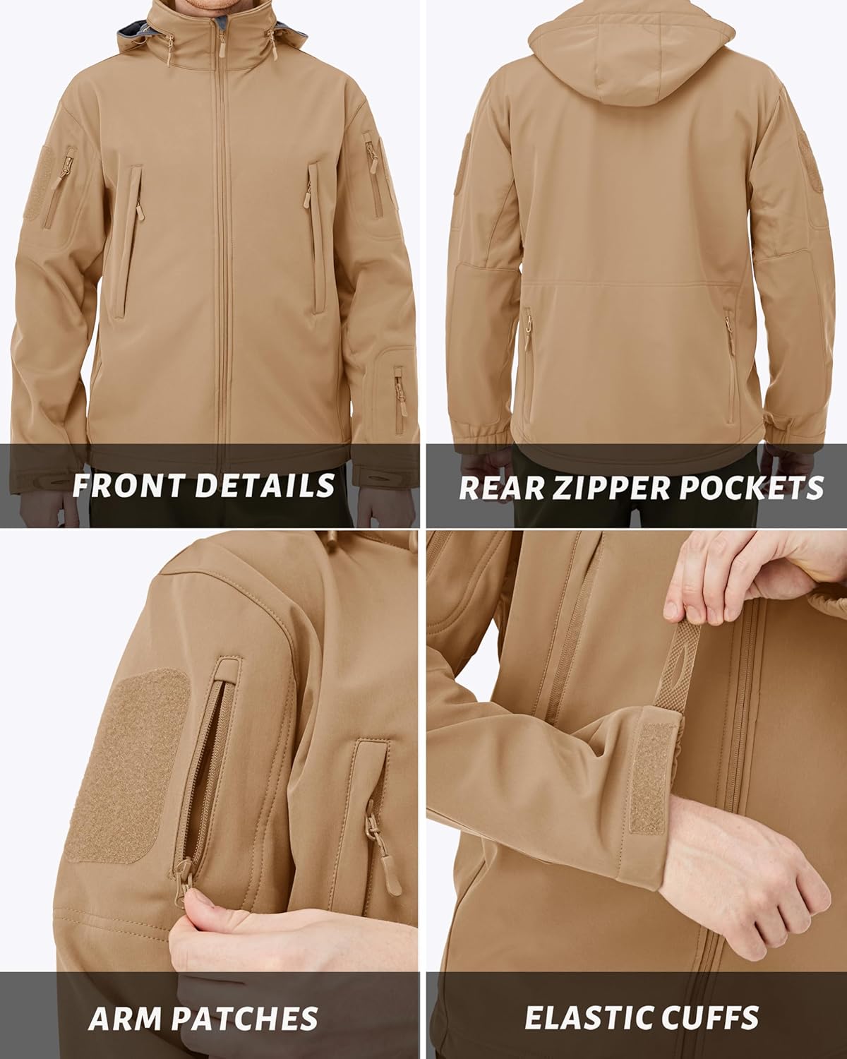 MAGCOMSEN Men's Tactical Jacket Winter Snow Ski Jacket Water Resistant Softshell Fleece Lined Winter Coats Multi-Pockets - Image 6