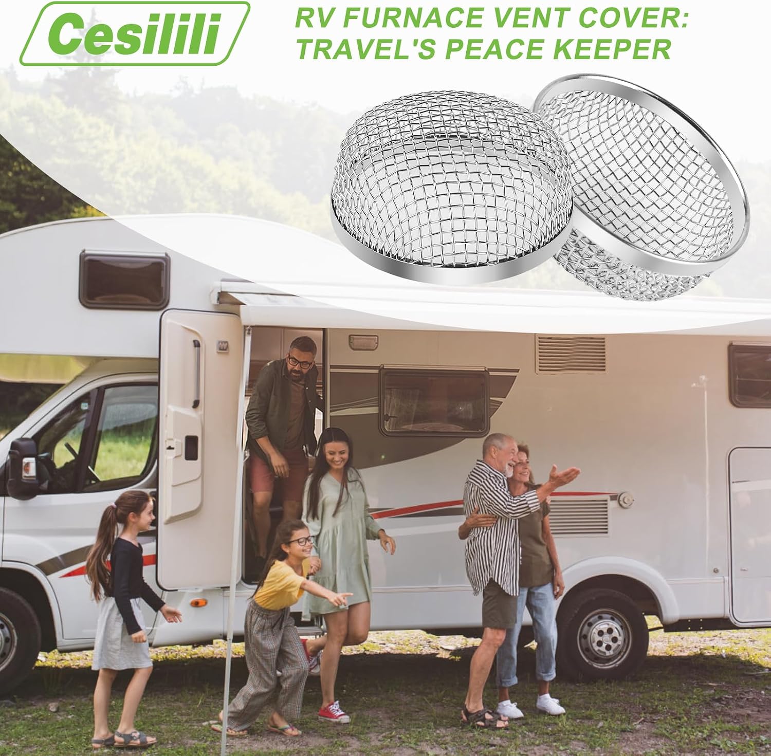 2PCS RV Furnace Vent Screen with Premium Stainless Steel, RV Heater Vent Cover with Installation Tool