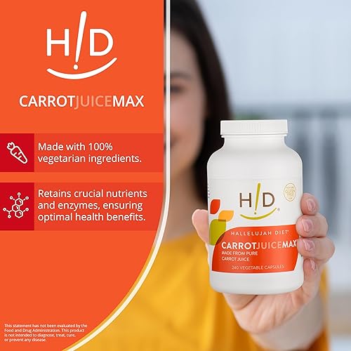Miniatura 3 de Hallelujah Diet CarrotJuiceMax - Cápsulas vegetales hechas de jugo de zanahoria orgánico, sin ingredientes artificiales, vitaminas y minerales