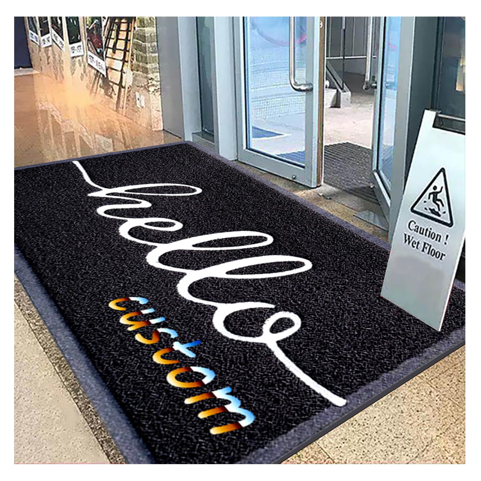 Zerbini Personalizzato con Logo Zerbino Personalizzati Ingresso Esterno Antiscivolo Resistente Sporco Commerciali Tappetino per Società Centri Commerciali,150x60cm
