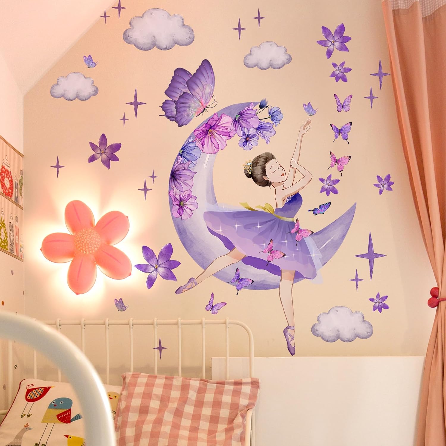 Removable 3D Princess Little Girl Wall Decal DIY Purple