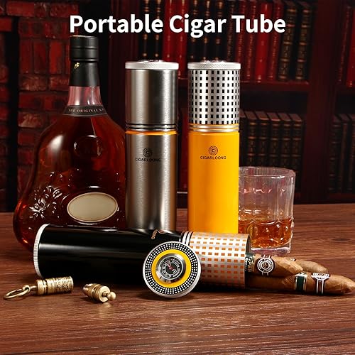 Miniatura 2 de Caja de humidor de cigarros de viaje, caja de metal portátil con tapa hermética, a prueba de olores, humidificador integrado para control de