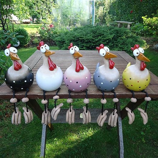 Chicken Garden Ornaments Outdoor, Ceramic Rooster Hens Sculptures